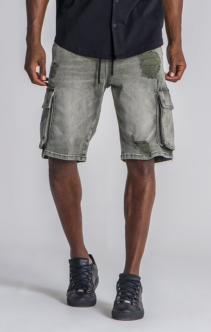 Mens army green cargo shorts online