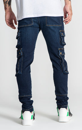 Dark Blue Utilitary Cargo Jeans