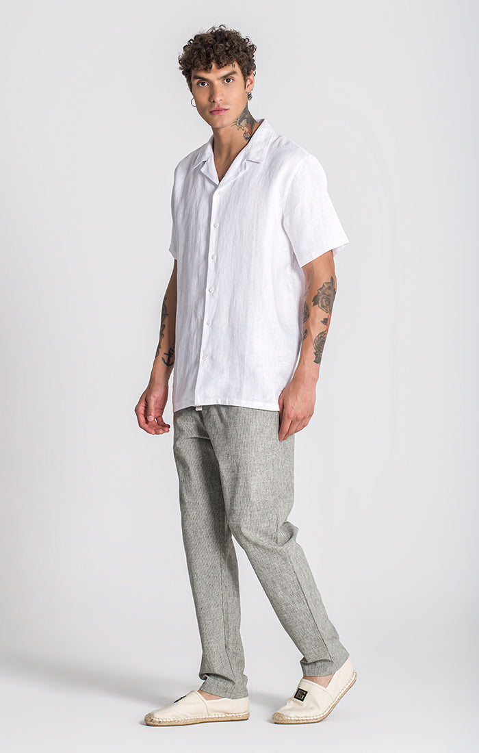 shirts / White Linen Hawaiian Shirt