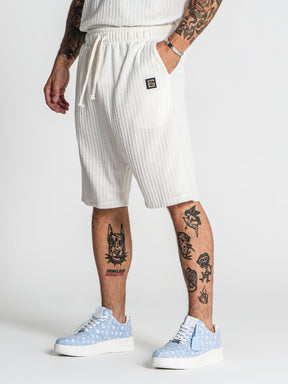 shorts / White Waffle Loose Shorts