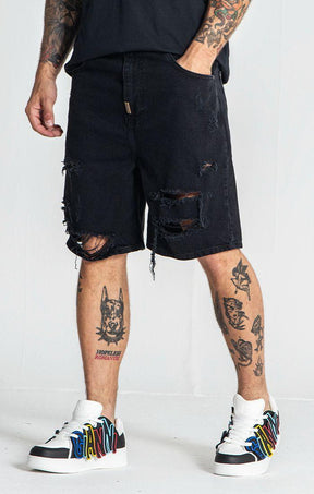 shorts / Black Damage Ripped Shorts