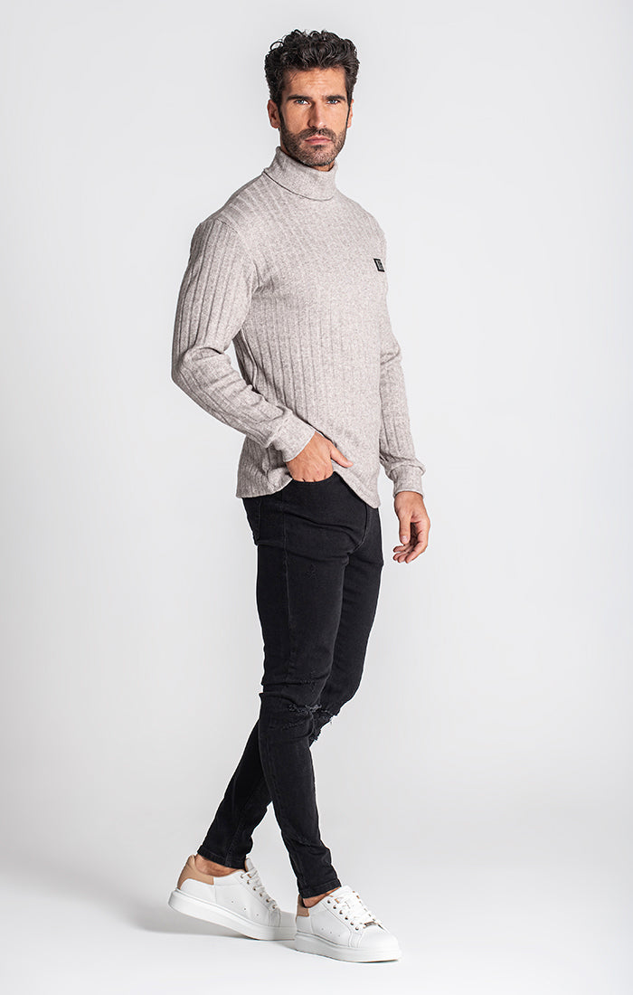 Grey Ribbed Turtleneck