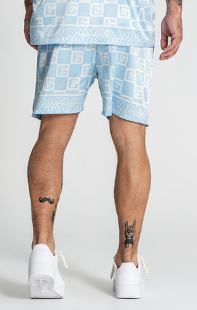 Blue Checkers Satin Shorts