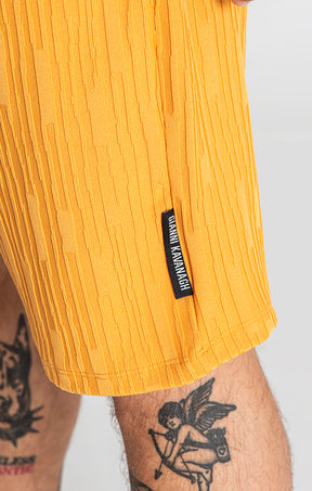 Yellow Waffle Loose Shorts