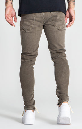 Army Green Zipper Jeans