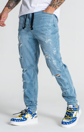 Light Blue Raw Carrot Jeans