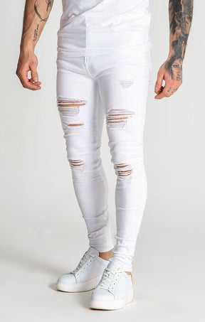 White GK Iron Destroyed Jeans